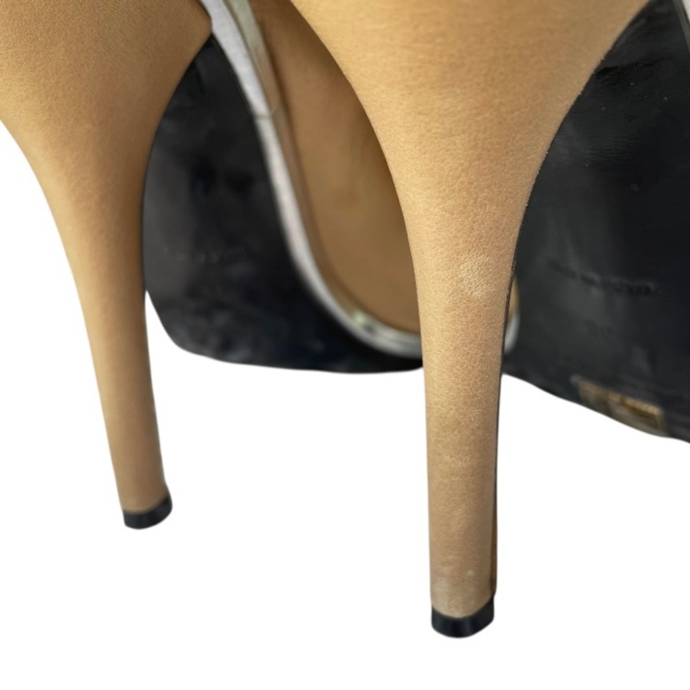 Balenciaga beige and silver leather Glove peep-toe slingback mule sandals 38 - Picture 7 of 10
